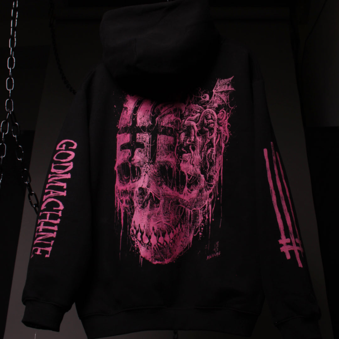 Big Pink Skull Premium Heavyweight Hoody