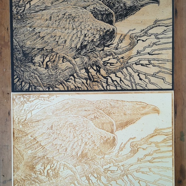 The Eagle in Natural: Laser Etched Wood