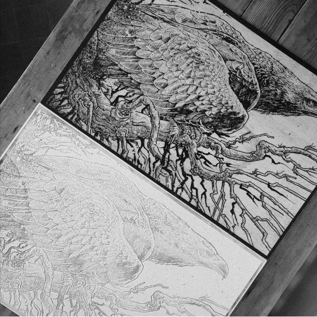 The Eagle in Natural: Laser Etched Wood