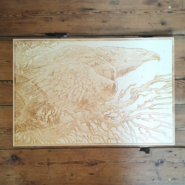 The Eagle in Natural: Laser Etched Wood