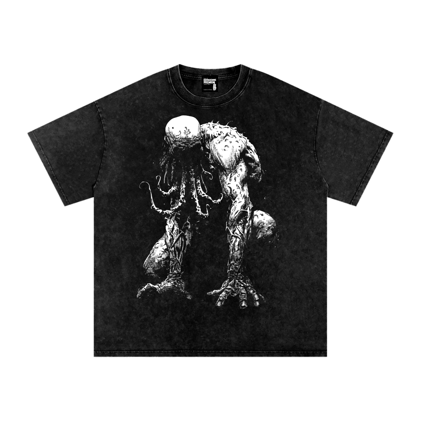 Cthulu White Label Premium Unisex Oversized Acid Wash T-Shirt