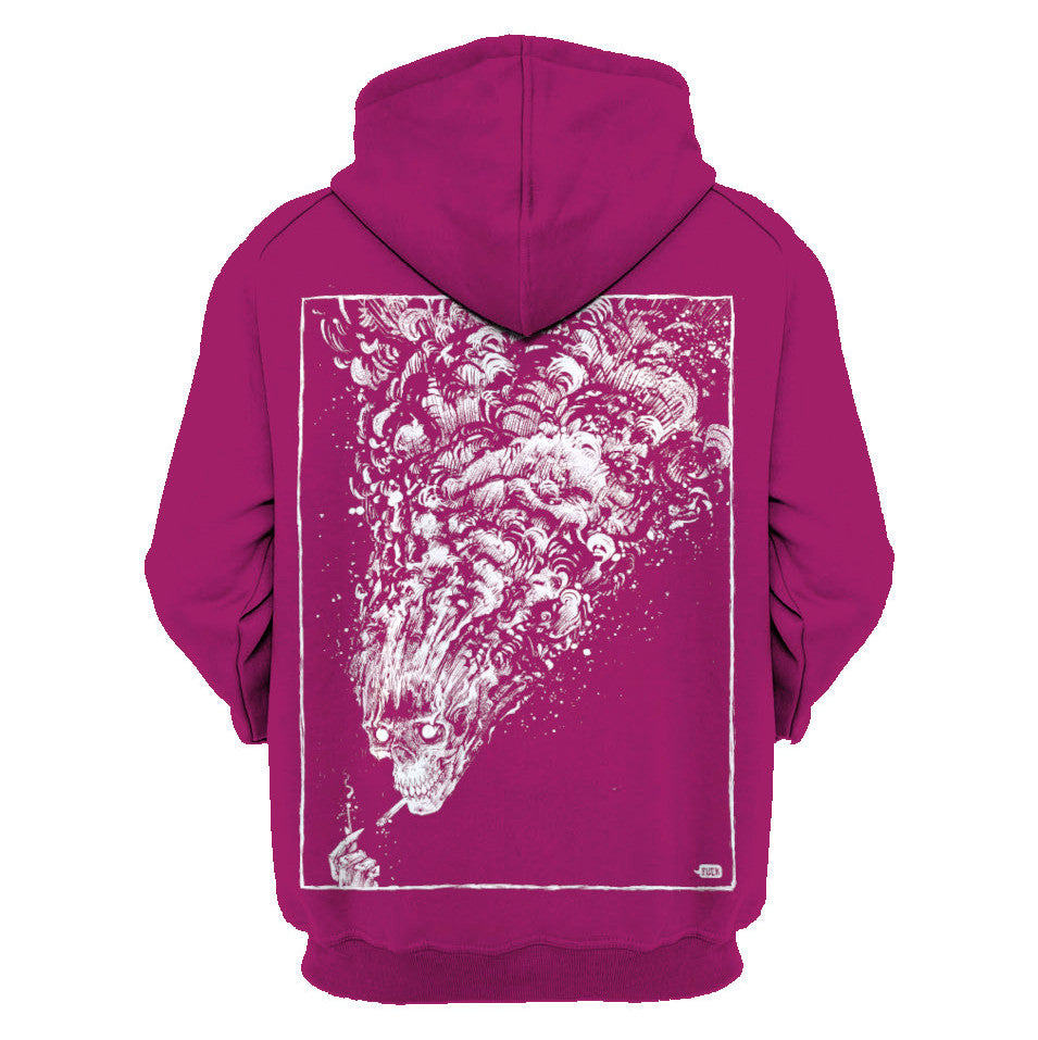 Man on Fire Unisex Pullover Hoody in Fuchsia