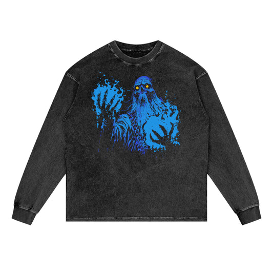The Druid Premium White Label Acid Wash Oversize Long Sleeve T-Shirt