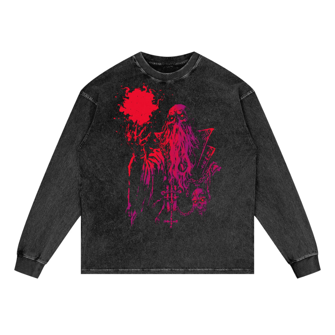 The Seer Premium White Label Acid Wash Oversize Long Sleeve T-Shirt
