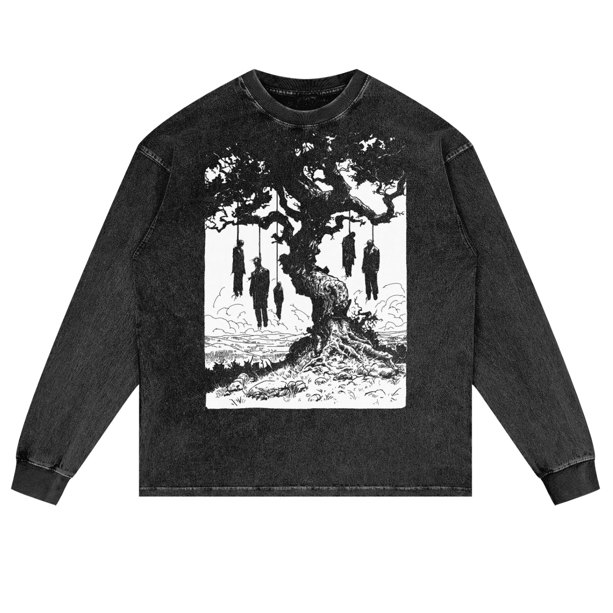 5 Corporations Premium White Label Acid Wash Oversize Long Sleeve T-Shirt