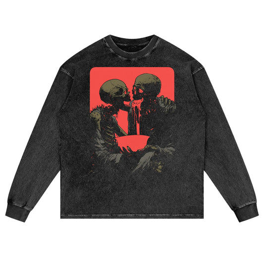 Corrosion Premium White Label Acid Wash Oversize Long Sleeve T-Shirt