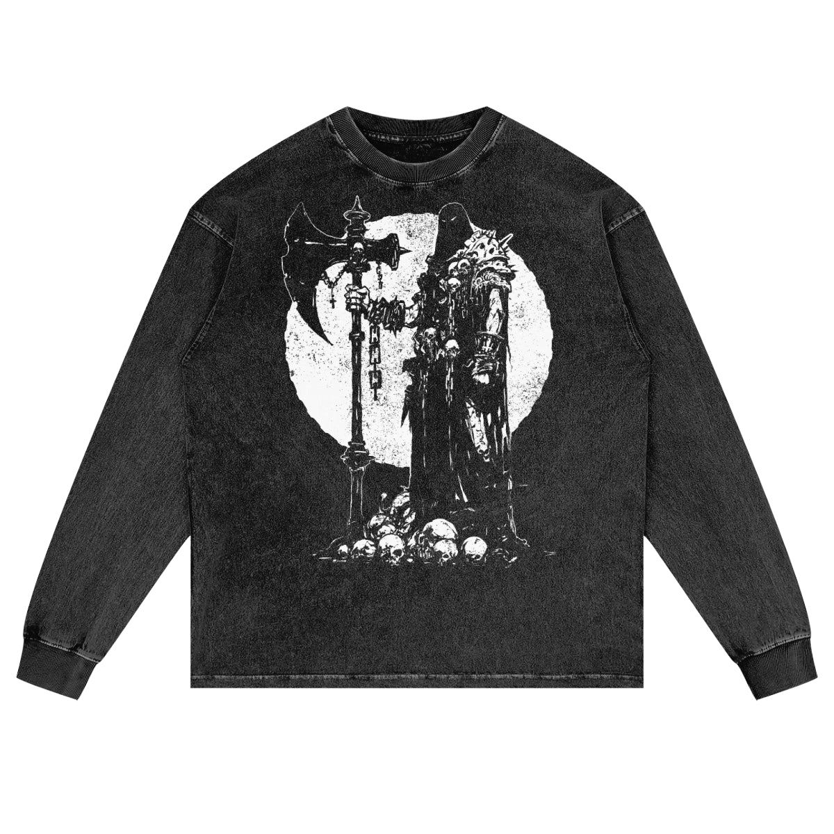 The Executioner Premium White Label Acid Wash Oversize Long Sleeve T-Shirt
