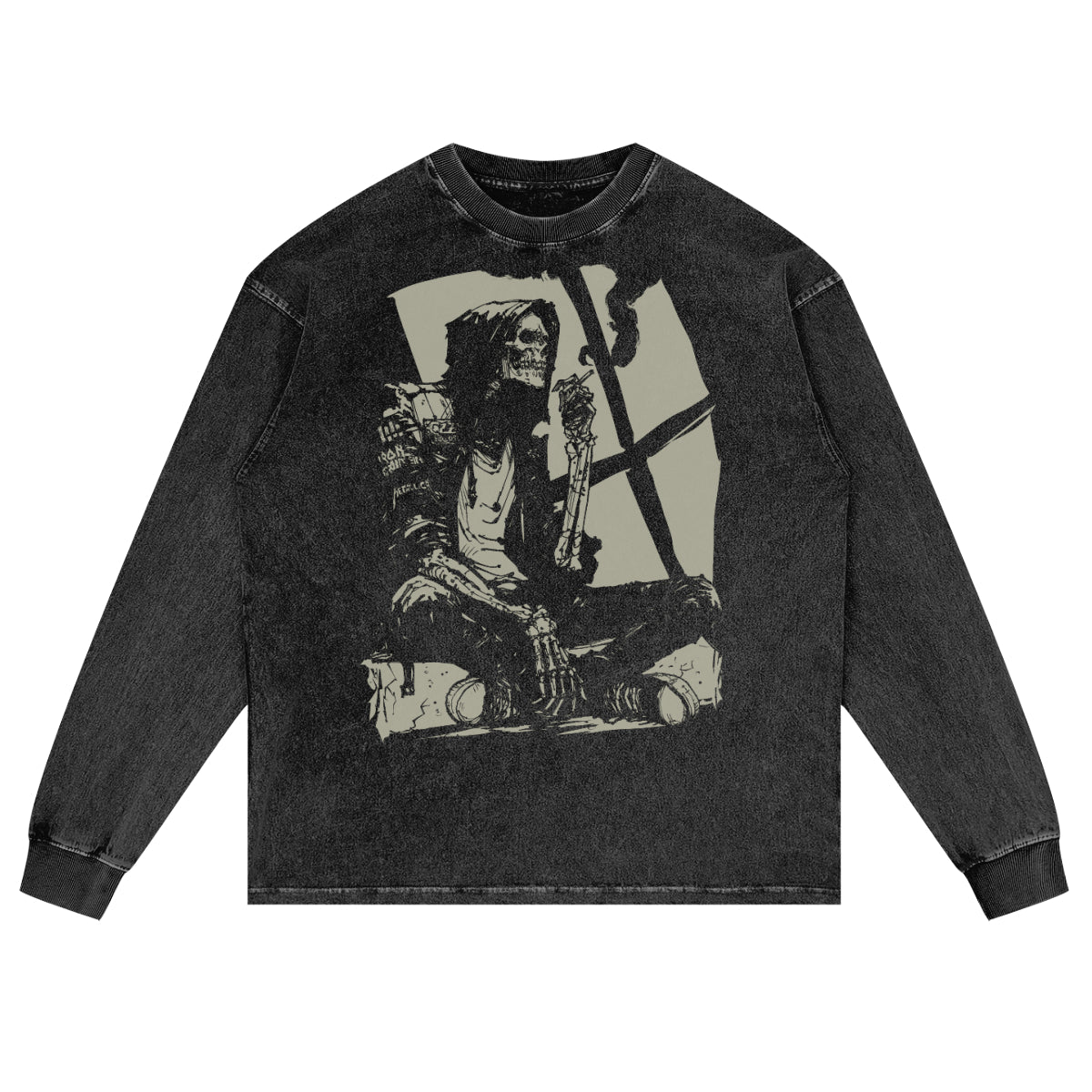 Live Gigs Premium White Label Acid Wash Oversize Long Sleeve T-Shirt