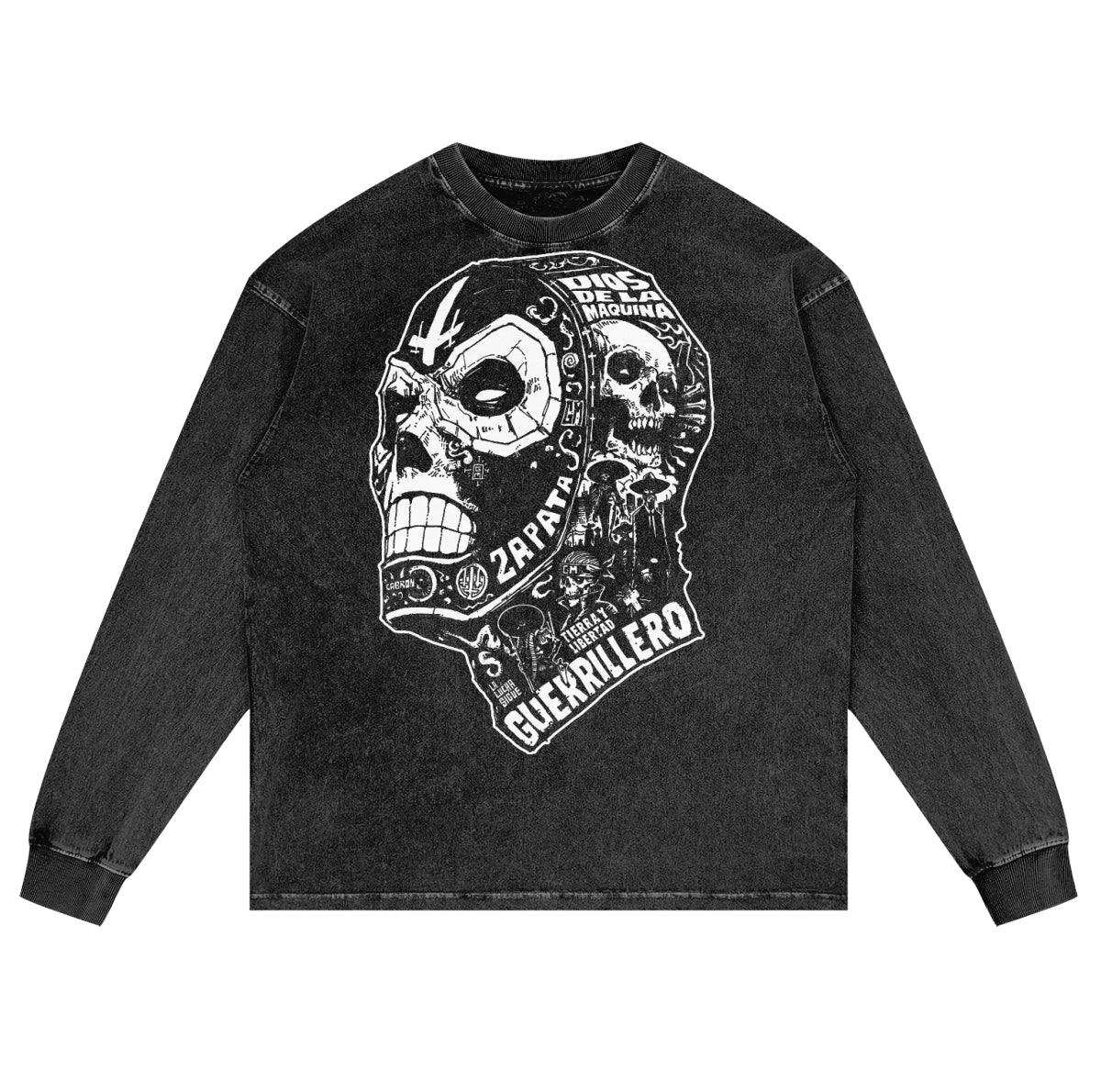 Luchador Premium White Label Acid Wash Oversize Long Sleeve T-Shirt