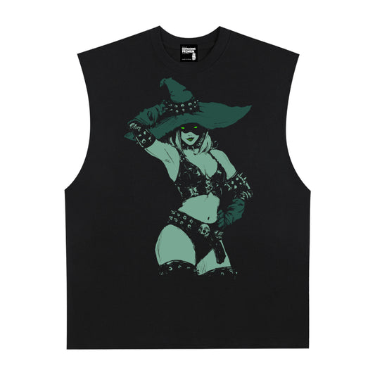 Bad Moon Rising Premium White Label Raw Edge Cotton Tank Top
