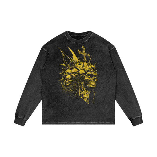 The Berserker Premium White Label Acid Wash Oversize Long Sleeve T-Shirt