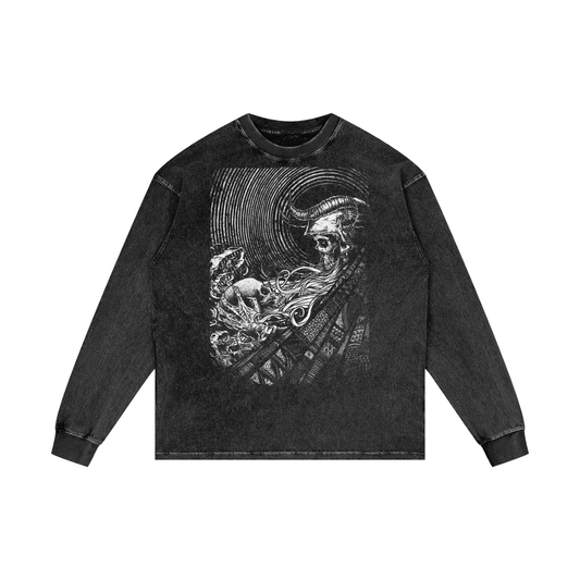 Portrait Of A Lady Premium White Label Acid Wash Oversize Long Sleeve T-Shirt