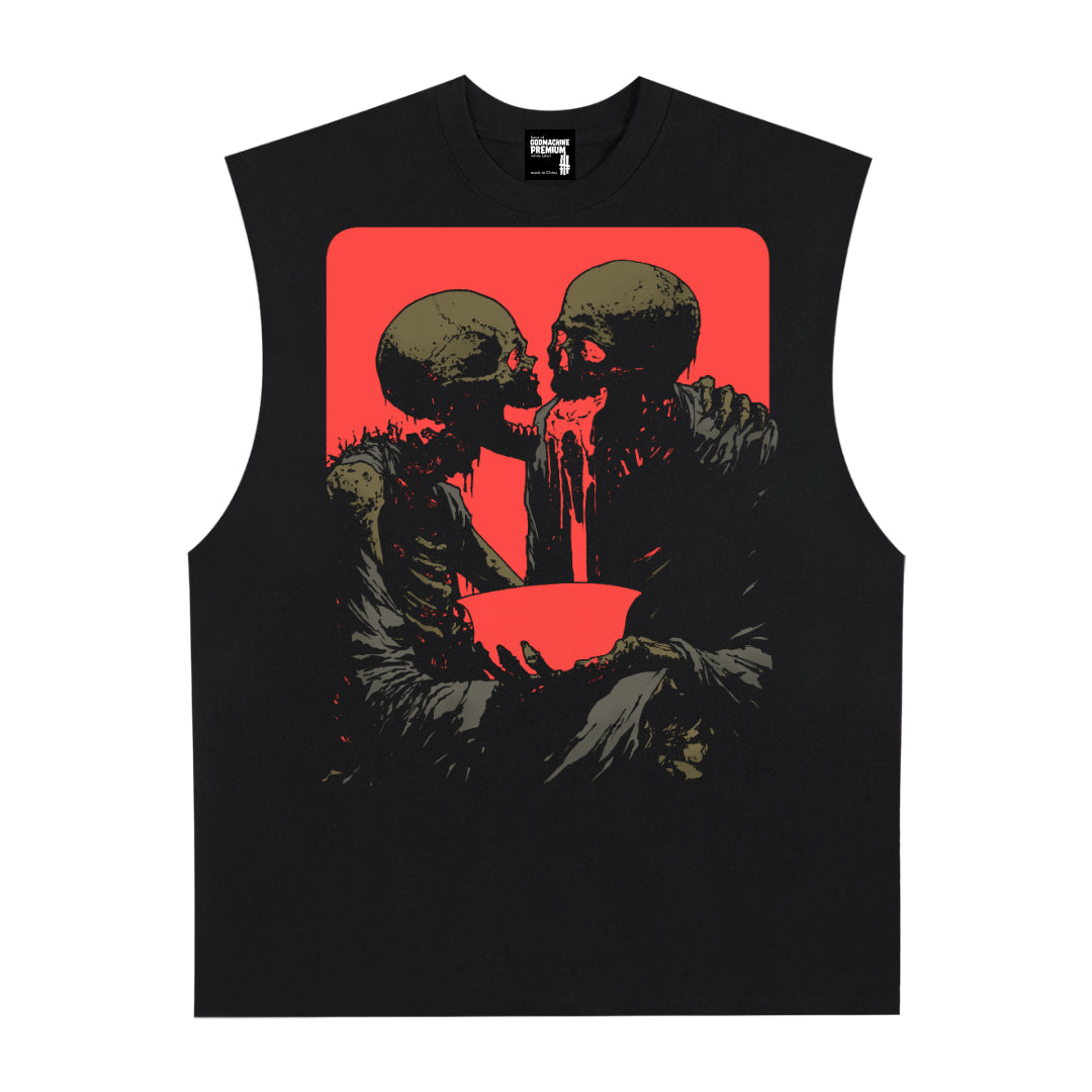 Corrosion Premium White Label Raw Edge Cotton Tank Top