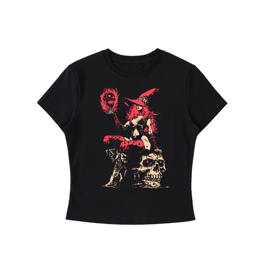 Witch Please White Label Essential Bodycon Cropped Ladies T-Shirt