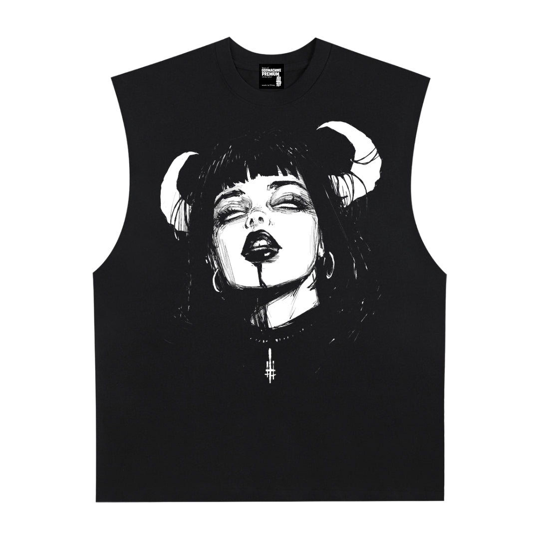 Horny Premium White Label Raw Edge Cotton Tank Top