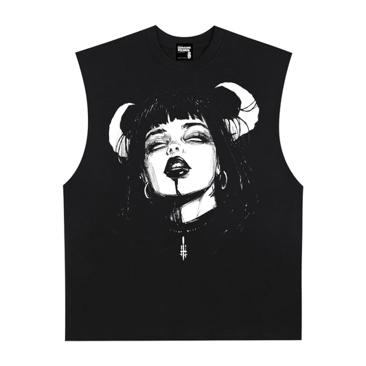 Horny Premium White Label Raw Edge Cotton Tank Top