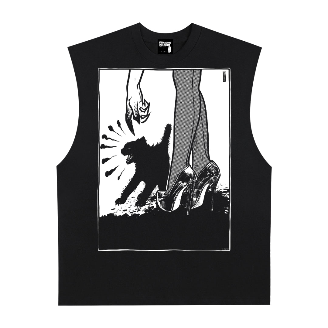 Kitty Premium White Label Raw Edge Cotton Tank Top