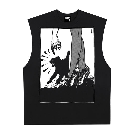 Kitty Premium White Label Raw Edge Cotton Tank Top