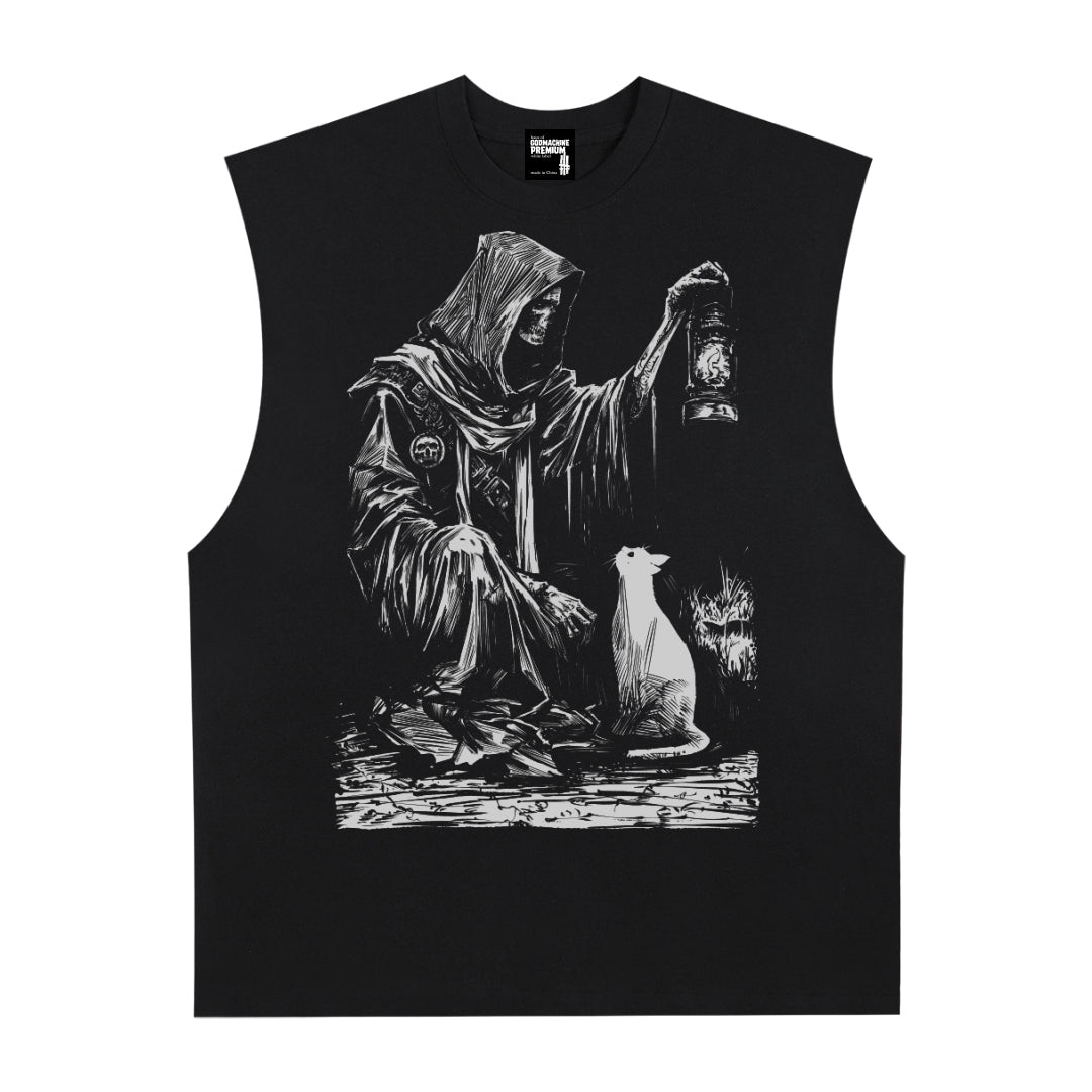 Time Premium White Label Raw Edge Cotton Tank Top