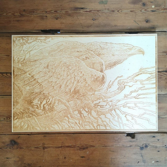 The Eagle in Natural: Laser Etched Wood